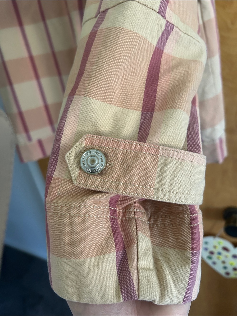 We The Free Cream and Pink Plaid Utility Zip Jacket - Picture 5 of 6